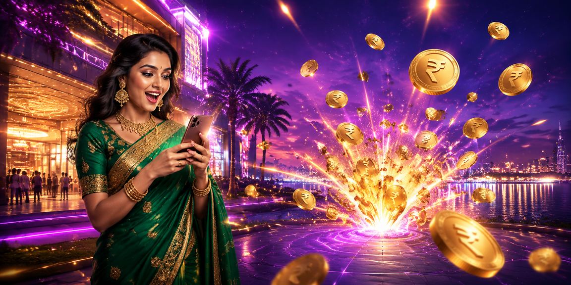 Mobile user enjoying live casino on smartphone with traditional attire background