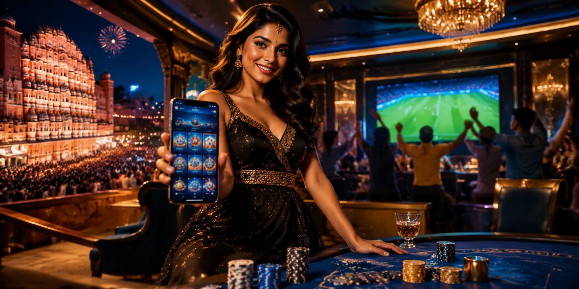 Mobile casino app interface with blue and gold styling